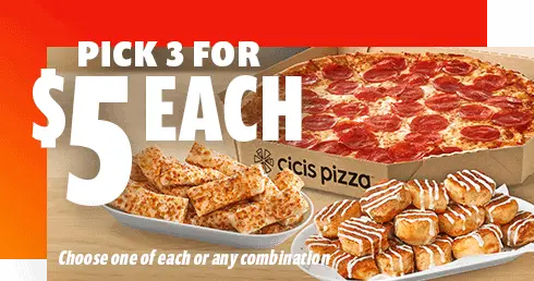 Cicis Pizza Offers "Pick 3 for $5 Each" Deal - Restaurants Near Me