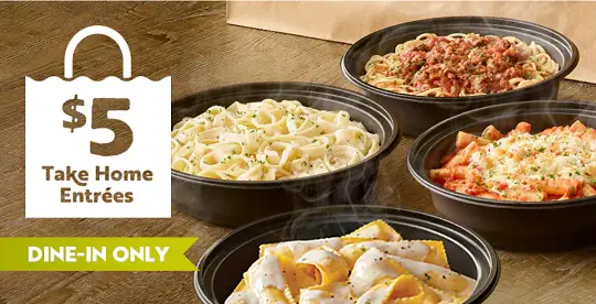 Olive Garden Offers Buy One Entrée, Take One Home for $5 Deal